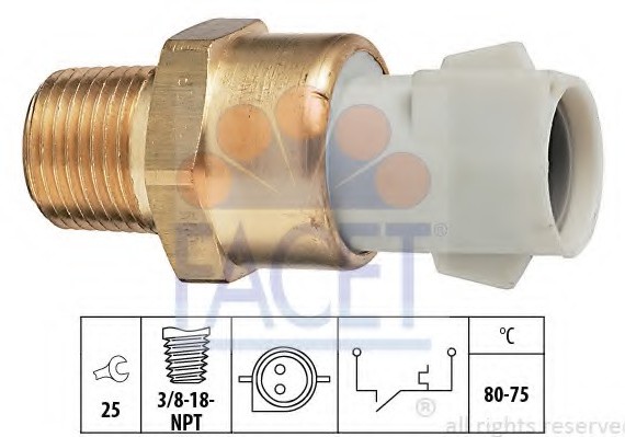 75052 FACET Датчик включення вентилятора FORD: ESCORT \'86 Courrier (AVF) 1.4 i 86-90, ESCORT \'86 Express (AVF) 1