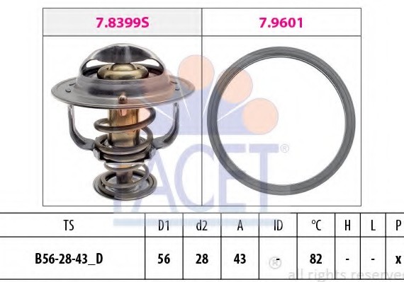 78404 FACET Термостат (с прокладкой) MITSUBISHI: CARISMA (DA_) 1.6/1.8 16V GDI/1.8 GDI 95-06, CARISMA седан (DA_