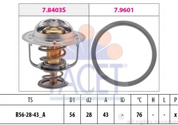 Термостат (з прокладкою) Mitsubishi L200, Pajero IV/Fiat Fullback (7.8403) Facet 78403