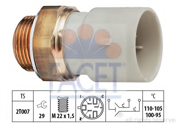 75689 FACET Датчик включения вентилятора OPEL: ASTRA F (56_, 57_) 1.7 D/1.8 i/2.0 i 91-98, ASTRA F Van (55_) 1.7