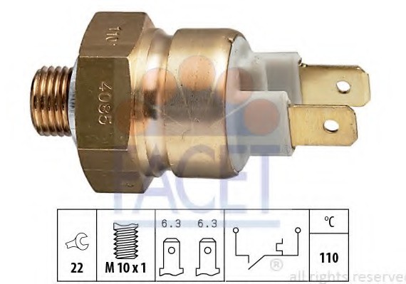 74085 FACET Датчик температури охолоджувальної рідини AUDI: 100 (44, 44Q, C3) 2.2 E Turbo quattro/2.2 Turbo 82-90,