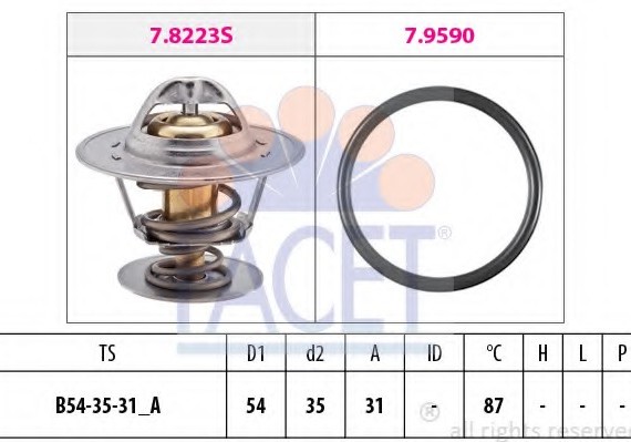 78432 FACET ТЕРМОСТАТ (З ПРОКЛАДКОЮ) AUDI 100 (44, 44Q, C3) 1.8 KAT 82-90, 100 (4A, C4) 2.0 2.0 E 2.0 E 16V 90-