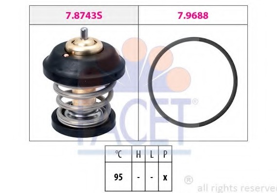 78743 FACET ТЕРМОСТАТ (З ПРОКЛАДКОЮ) AUDI: A3 (8P1) 1.8 TFSI/2.0 TFSI 03-, A3 Sportback (8PA) 1.8 TFSI/2.0 TFSI