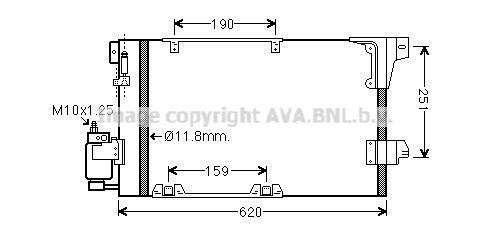 OLA5251D AVA COOLING Радіатор кондиціонера Opel Astra G (98-), Zafira (99-) (OLA5251D) AVA