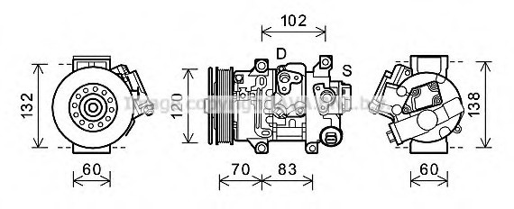TOAK627 AVA COOLING Компрессор кондиционера AURIS/COROLLA 1.6/1.8i 06 (пр-во AVA)