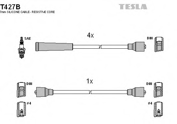 T427B TESLA (Чехия) T427B К-т дротів високої напруги (аналог T427S не виробл.)