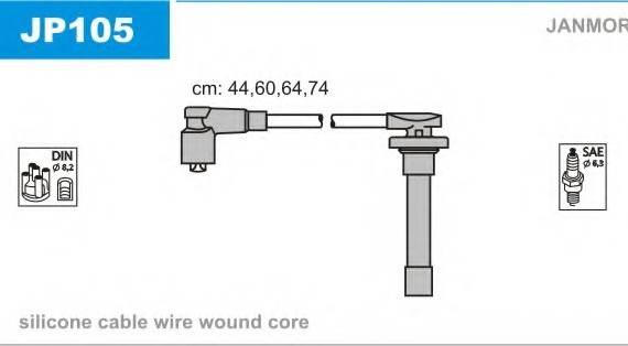 Фото дріт високої напруги JANMOR JP105 JP105 JANMOR (Польша) JP105 JANMOR (Польша) Дріт високої напруги JANMOR JP105