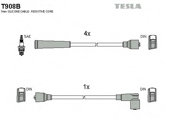 T908B TESLA (Чехия) T908B К-т дротів високої напруги