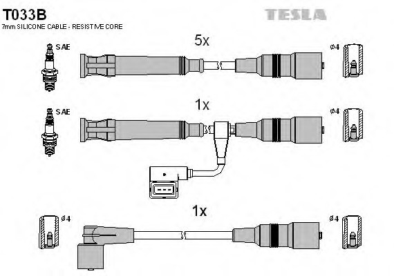 T033B TESLA (Чехия) T033B К-т дротів високої напруги