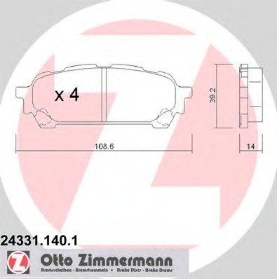 243311401 Zimmermann Колодки гальмівні дискові, к-кт