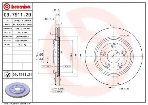 09.7911.21 BREMBO (Германия) Гальмівний диск