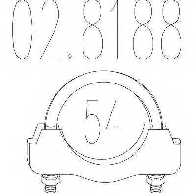 02.8188 MTS(Италия) Хомут выхлопной системы U-образный (М8, Диаметр 54 мм) MTS