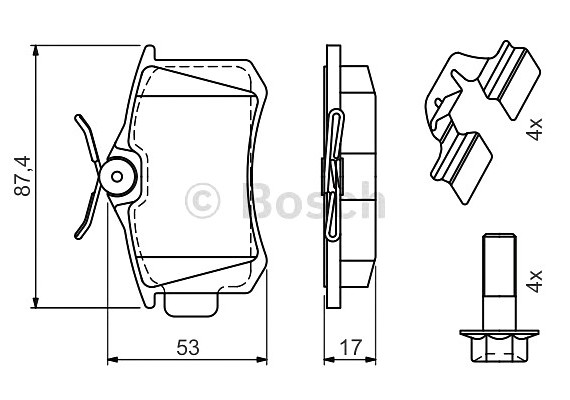 0 986 494 596 BOSCH Комплект колодок гальмівного механізму