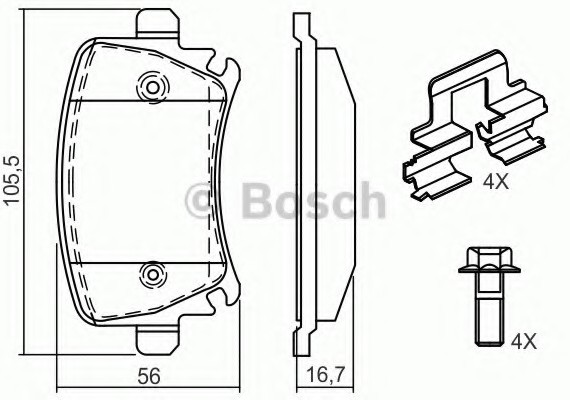 0 986 494 595 BOSCH Колодки тормозные дисковые, к-кт. BOSCH