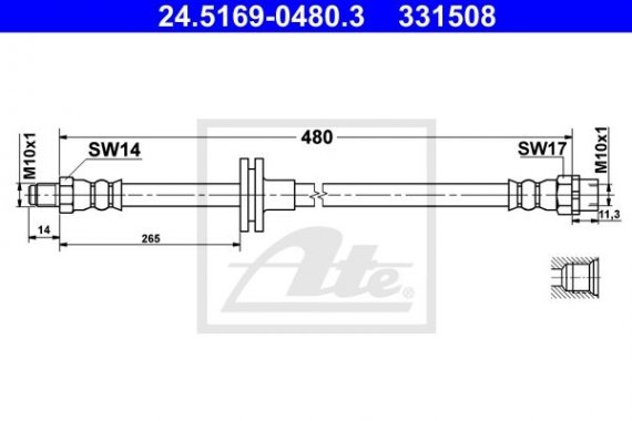 24516904803 Ate Торм.шланг передн.[480-mm] L/R