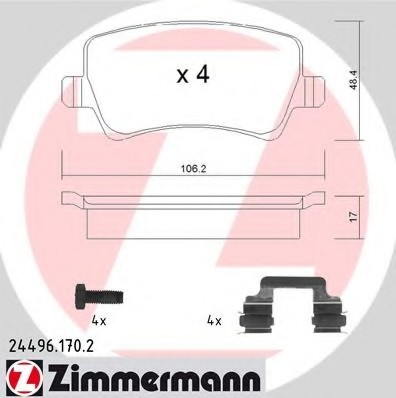 24496.170.2 Zimmermann Колодки гальмівні дискові, к-кт