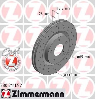 380.2111.52 Zimmermann Диск гальмівний SPORT Z