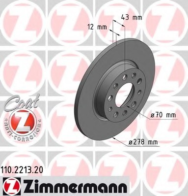 110.2213.20 Zimmermann Диск тормозной Coat Z