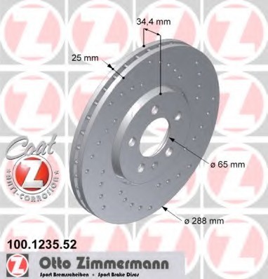 Фото гальмiвнi диски 100123552 Zimmermann 100123552 Zimmermann Гальмiвнi диски