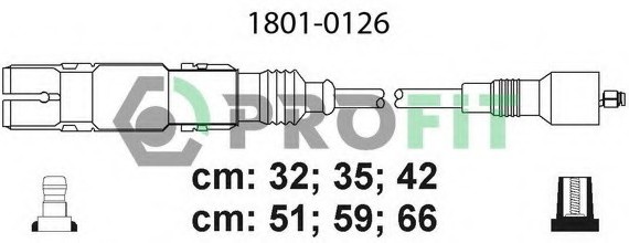 Фото комплект кабелів високовольтних 1801-0126 PROFIT 1801-0126 PROFIT Комплект кабелів високовольтних
