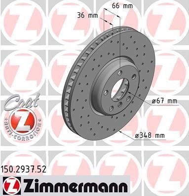 150.2937.52 Zimmermann Диск тормозной правый SPORT