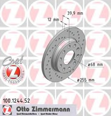 Фото диск гальмівний 100.1244.52 Zimmermann 100.1244.52 Zimmermann Диск гальмівний