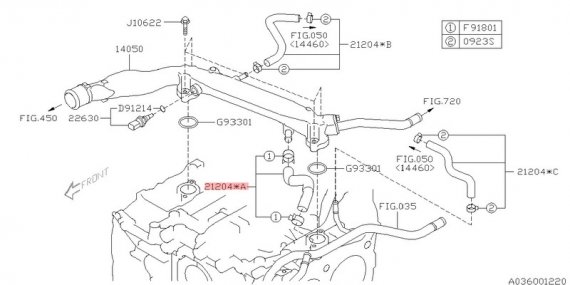 21204AA910 SUBARU Шланг системы охлаждения водяной