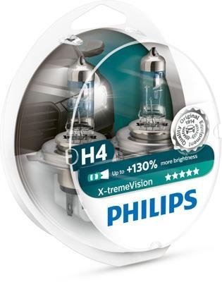 12342XV+S2 PHILIPS (Япония) Лампа накаливания H4 12V 60/55W P43t-38 X-treme VISION +130% (1-й сорт)(пр-во Philips)