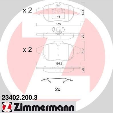 Фото колодки гальмівні дискові 23402.200.3 Zimmermann 23402.200.3 Zimmermann Колодки гальмівні дискові