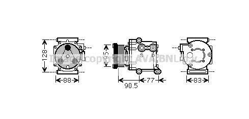 FDA K434 AVA COOLING Компрессор кондиціонера Ford Fiesta Fusion 1,25-1,6i , Fiesta 1,25-1,6i 08> (FDAK434) AVA