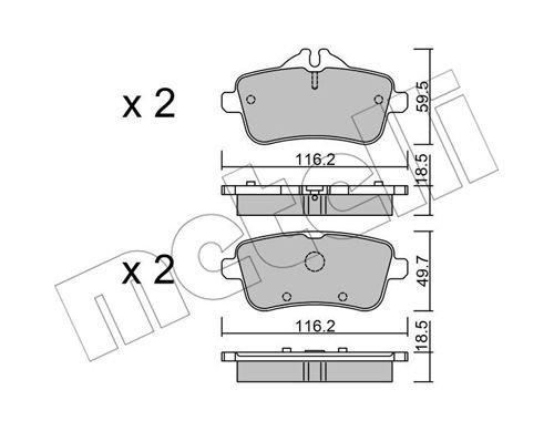 22-0968-0 METELLI (Италия) Комплект гальмівних колодок з 4 шт. дисків