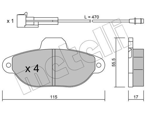 22-0159-0 METELLI (Италия) Комплект гальмівних колодок з 4 шт. дисків