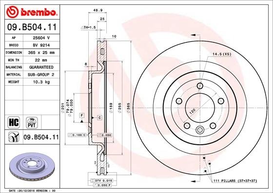 09.B504.11 BREMBO (Германия) Гальмівний диск Brembo Painted disk 09.B504.11