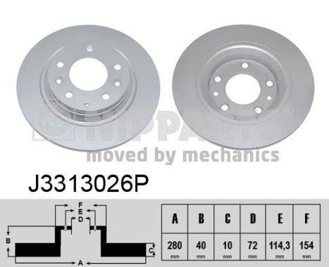 J3313026P NIPPARTS (Нидерланды) Диск гальмівний Mazda 6 (GG, GH), Mazda 323; Mazda 626 (пр-во Nipparts)