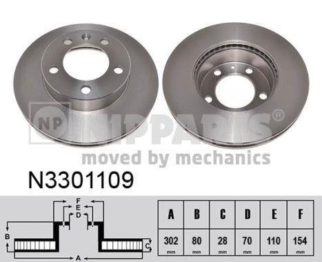 N3301109 NIPPARTS (Нидерланды) Диск гальмівний Renault MASTER 10; Nissan NV 400 (пр-во Nipparts)