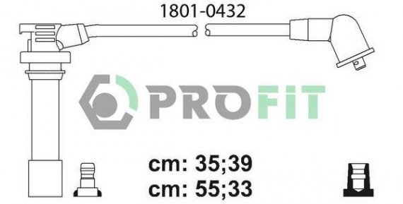Фото комплект кабелів високовольтних 1801-0432 PROFIT 1801-0432 PROFIT Комплект кабелів високовольтних