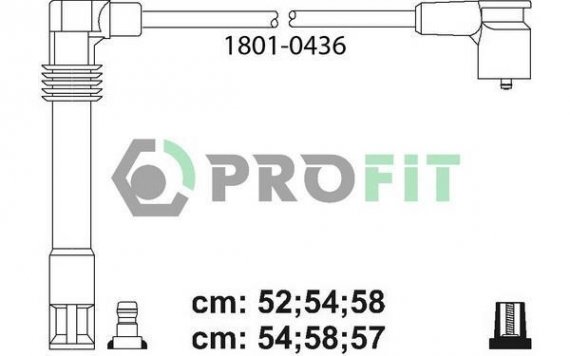 Фото комплект кабелів високовольтних 1801-0436 PROFIT 1801-0436 PROFIT Комплект кабелів високовольтних