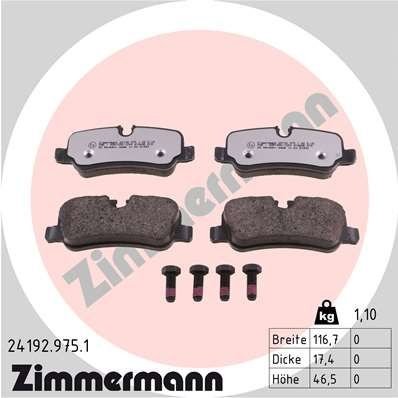 Фото колодки гальмівні дискові 24192.975.1 Zimmermann 24192.975.1 Zimmermann Колодки гальмівні дискові