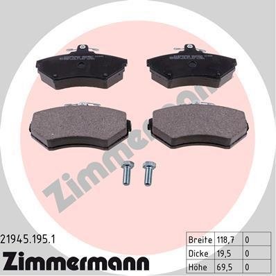 219451951 Zimmermann Колодки гальмівні дискові, к-кт