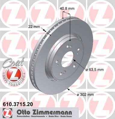 610.3715.20 Zimmermann Диск гальмівний Coat Z