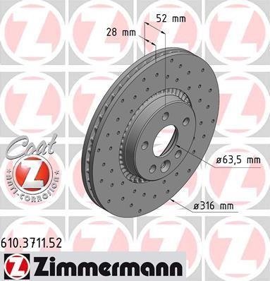 610.3711.52 Zimmermann Диск тормозной Sport