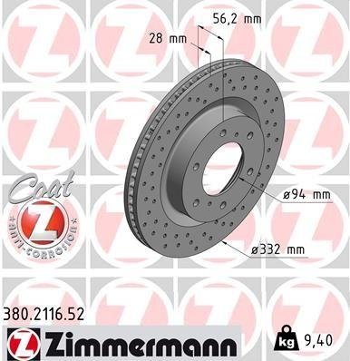 380.2116.52 Zimmermann Диск гальмівний SPORT Z