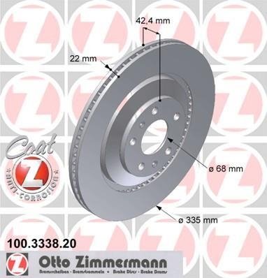 100.3338.20 Zimmermann Диск тормозной