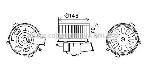 PE8378 AVA COOLING Вентилятор обігрівача салону Peugeot 206 (00-) , 307 (00-) auto AC (PE8378) AVA