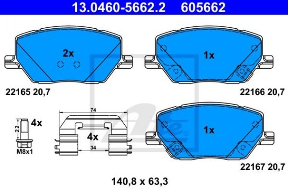 13.0460-5662.2 Ate Колодки тормозные