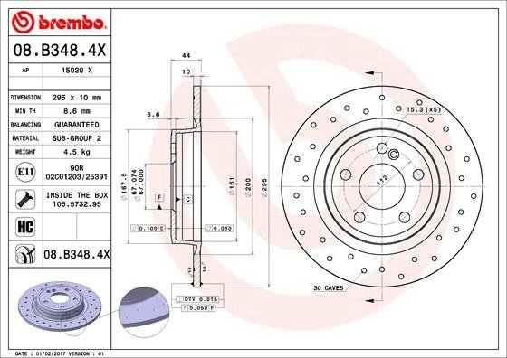 08.B348.4X BREMBO (Германия) Тормозные диски BREMBO