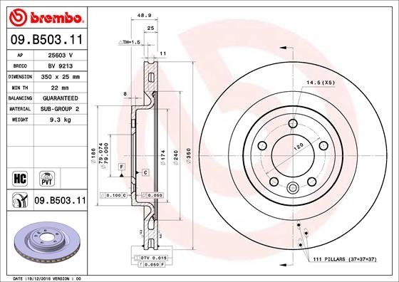 09.B503.11 BREMBO (Германия) Тормозной диск BREMBO