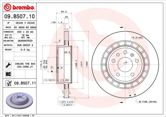 09.B507.11 BREMBO (Германия) Тормозной диск BREMBO