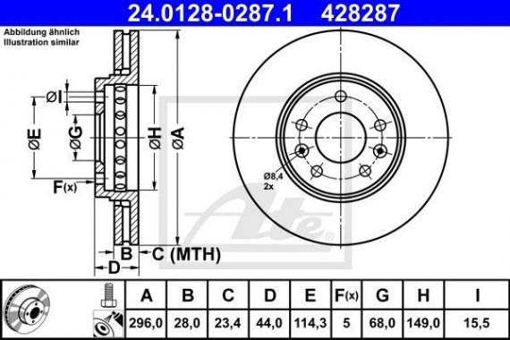 24.0128-0287.1 Ate Тормозной диск ATE