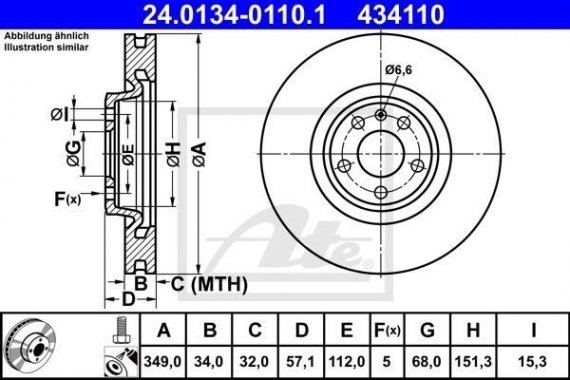 24.0134-0110.1 Ate Гальмівний диск ATE